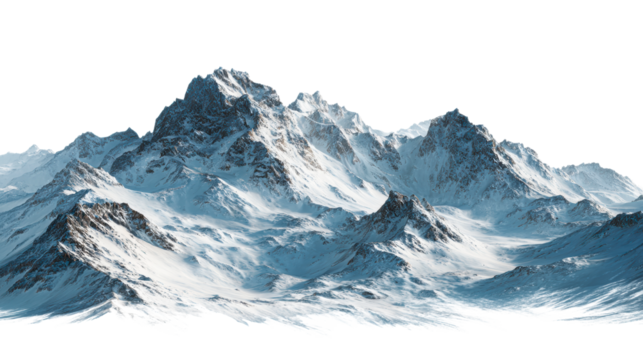 Snowy mountain range during winter with clear skies