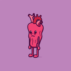 Simple Malnourished and Weak Heart cartoon vector illustration Collection of Interational Heart Day concept icon isolated