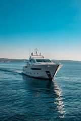 Fototapeta premium Luxury Yacht on Open Sea under Blue Sky