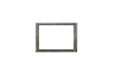 Square concrete window frame with weathered surface is isolated.