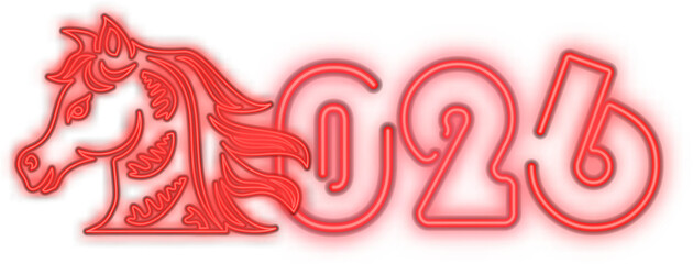 2026 Chinese new year of horse neon light text design