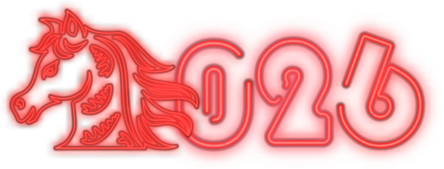 2026 Chinese new year of horse neon light text design