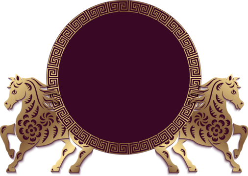 Traditional Chinese spiral round frame with horse pattern paper relief decoration
