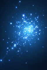 Obraz premium Abstract blue background with stars for a winter holiday night sky design