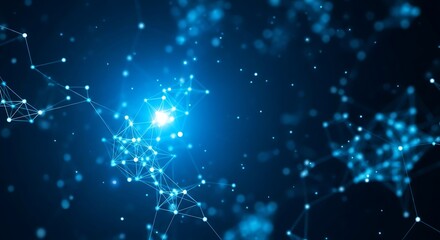 Fototapeta premium Abstract Digital Network Connection Background with Glowing Nodes Representing Technology and Innovation in Data Science and Artificial Intelligence