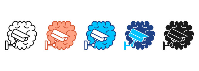 Brain Icon Set Multiple Style Collection