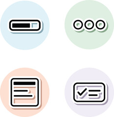 Minimalist user interface icon set with toggles and message boxes