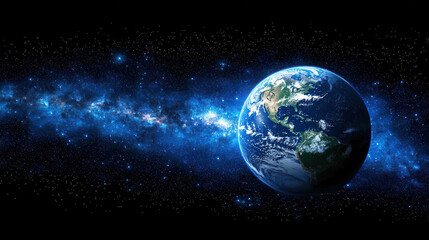 Obraz premium Earth Against Stunning Cosmic Background of Stars and Galaxies