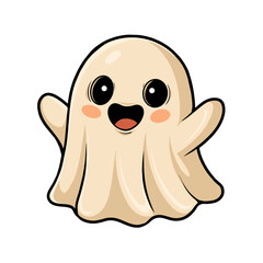 Adorable Happy Ghost Cartoon Happy