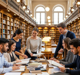 group of students in library