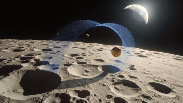 Lunar Base Science Fiction Scene