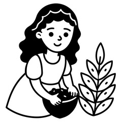 Girl holding soil and planting seed
