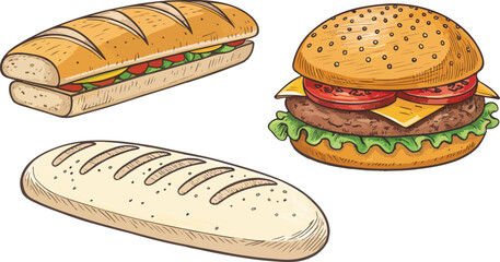 Set of Bread Illustration vector design, Bread Logo and icon design, Bread Illustration vector design