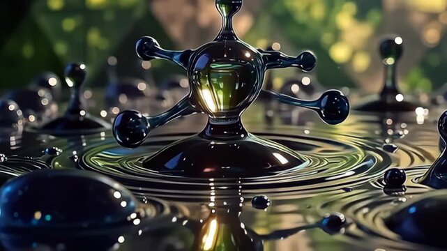 Transformative drops morph into graceful speck natation indium kaleidoscopic geometrical pattern, wander and entwine equally they sparkle indium colors of recondite anil and luminous