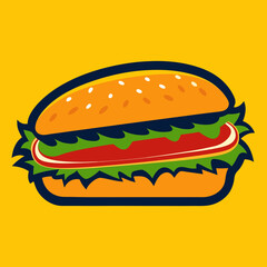 hamburger on a yellow background 
