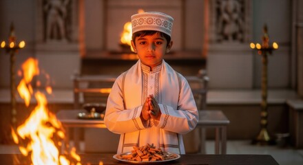 Parsi Boy Praying at Fire Temple – Spiritual Navroz HD Wallpaper