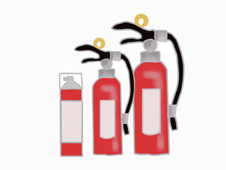 Illustration of fire extinguishers of different sizes lined up