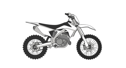 Obraz premium Detailed Illustration of a Modern Dirt Bike with Realistic Tire Tread Pattern isolated on pure white background