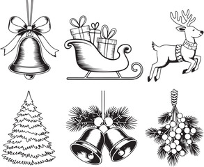 Festive Christmas icons holiday cheer celebration winter season joy