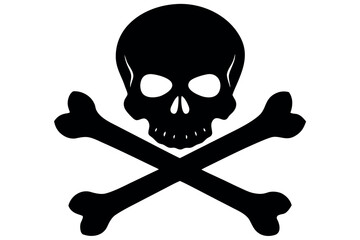 Skull with bones silhouette vector