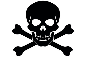 Skull with bones silhouette vector