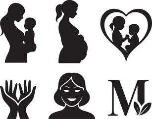 Cherish motherhood moments with family silhouettes and love.