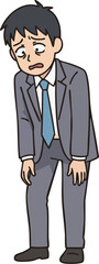 Fototapeta premium Unconfident_New_Employee_Male_Anime_Flat_Design_No_Background