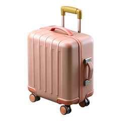 Stylish pink hardshell rolling suitcase with a gold telescopic handle and spinner wheels.