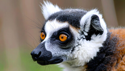 Fototapeta premium Cute 3D Lemur Head Illustration with Lifelike Textures