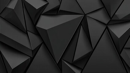Abstract geometric pattern of many dark gray or black triangular facets