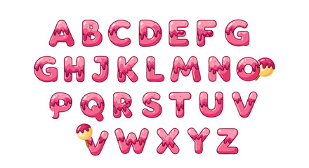 Sweetly Dripping Alphabet: A Fun and Playful Font with a Candy-Coated Aesthetic for Creative Designs and Engaging Visuals