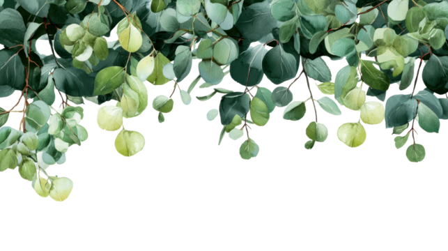 Green leaves branch with transparent background for design use