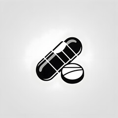 Black and White Capsule and Pill Icon