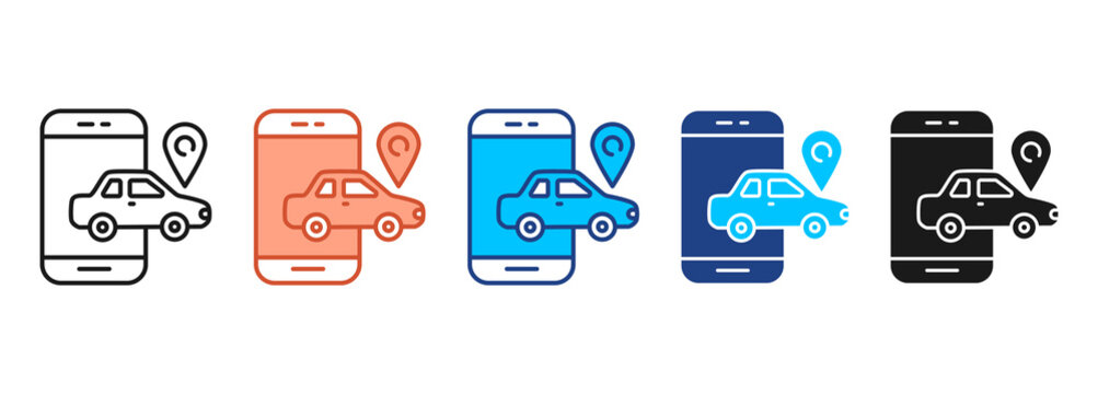 Taxi Icon Set Multiple Style Collection