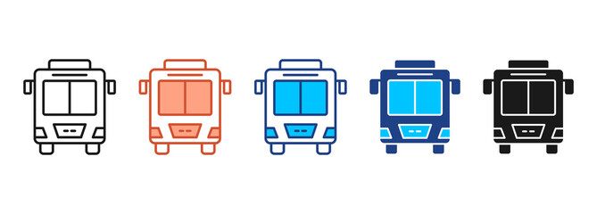 Bus Icon Set Multiple Style Collection