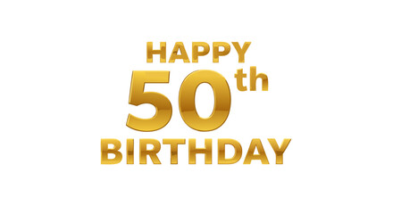 Golden Jubilee Celebration: Festive 50th Birthday Greetings with Stylish Font and Elegant Golden Hue isolated on white background