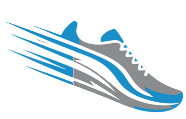 Stylized running shoe with speed lines illustration