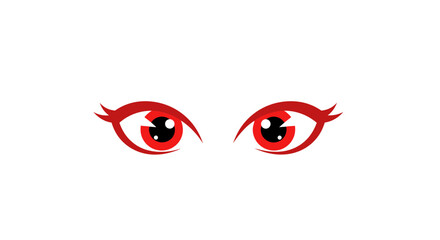 Captivating Crimson Gaze: A Vector Illustration of Intense Red Eyes on White Background