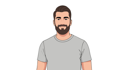 Illustrated man with beard presenting a modern look on a neutral background portraying confidence and a professional vibe that can be used in