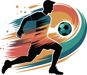 Silhouette of a soccer player kicking a ball vector