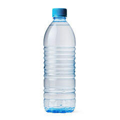 Naklejka premium A clear plastic water bottle with a blue cap and a blue liquid inside, isolated on a transparent background