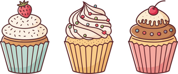 Cupcake vector design in white background, Cupcake logo and icon design