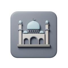 3D Mosque Icon: Ramadan Kareem, Islamic Design Element Isolated on Transparent Background