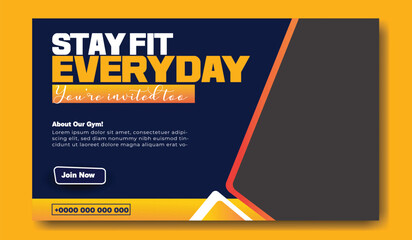 Stay fit everyday motivational gym poster with young man lifting weights