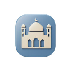 3D Mosque Icon: Ramadan, Islamic, App Design Element Isolated on Transparent Background