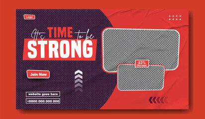 Time to get strong fitness motivation social media post with gym imagery