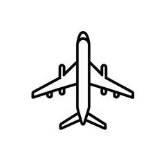 Airplane Icon, Jet Plane Outline, Aviation Symbol with Transparent Background