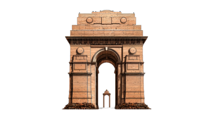 India Gate in New Delhi with a transparent background