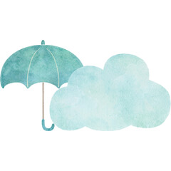 水彩で描いた雨の曇りのイラスト