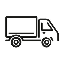 Fototapeta premium Black and White Outline of Delivery Truck for Logistics and Transportation Services Illustration